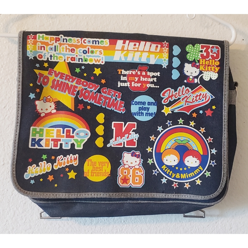 🌈Hello Kitty denim rainbow backpack
